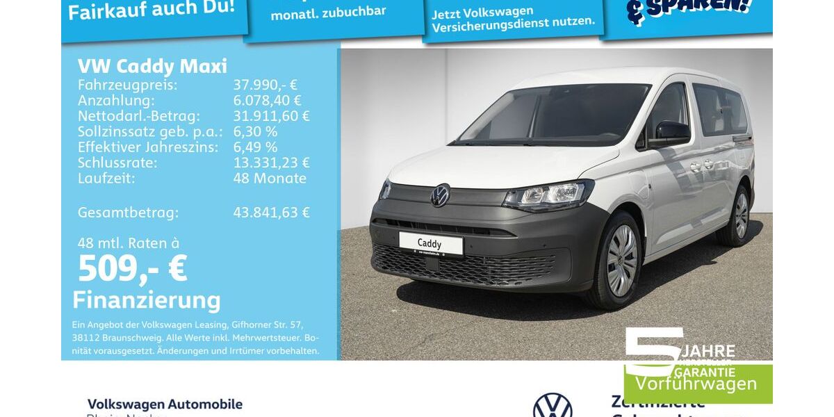 VW Caddy Maxi 19.900 km 37.299 &euro; Mannheim 68309