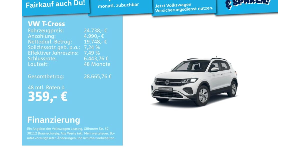 VW T-Cross 1.909 km 24.491 &euro; Mannheim 68309