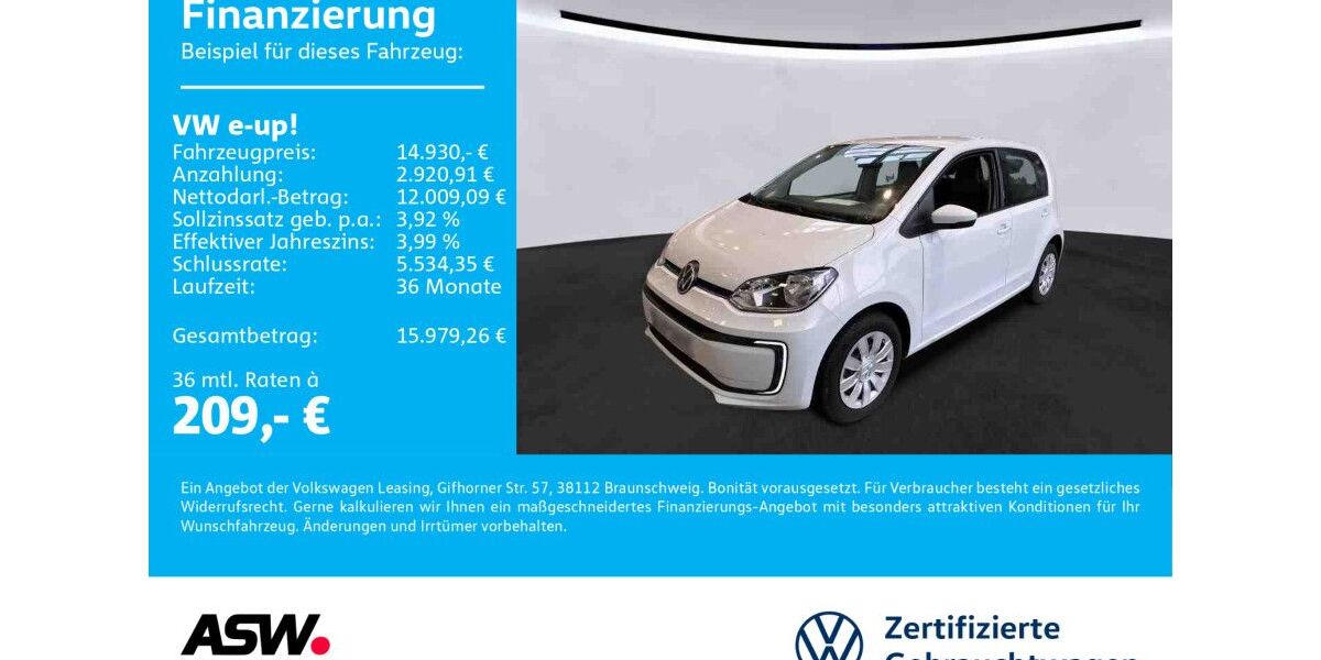 VW e-up! 12.300 km 13.860 &euro; Sinsheim 74889