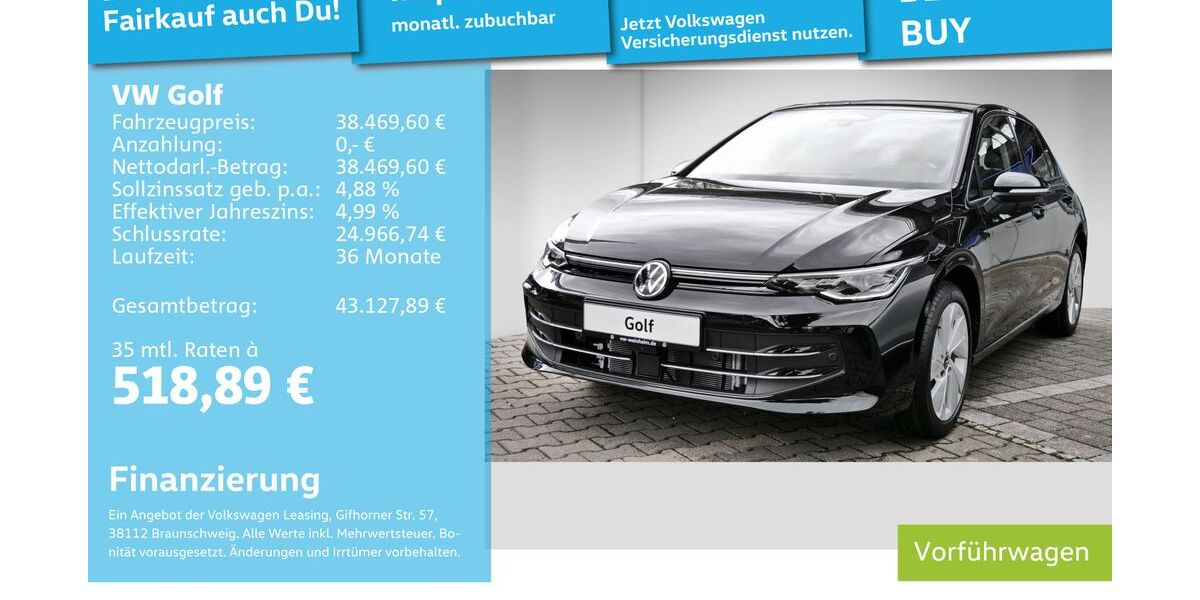 VW Golf 9.900 km 36.490 &euro; Mannheim 68309