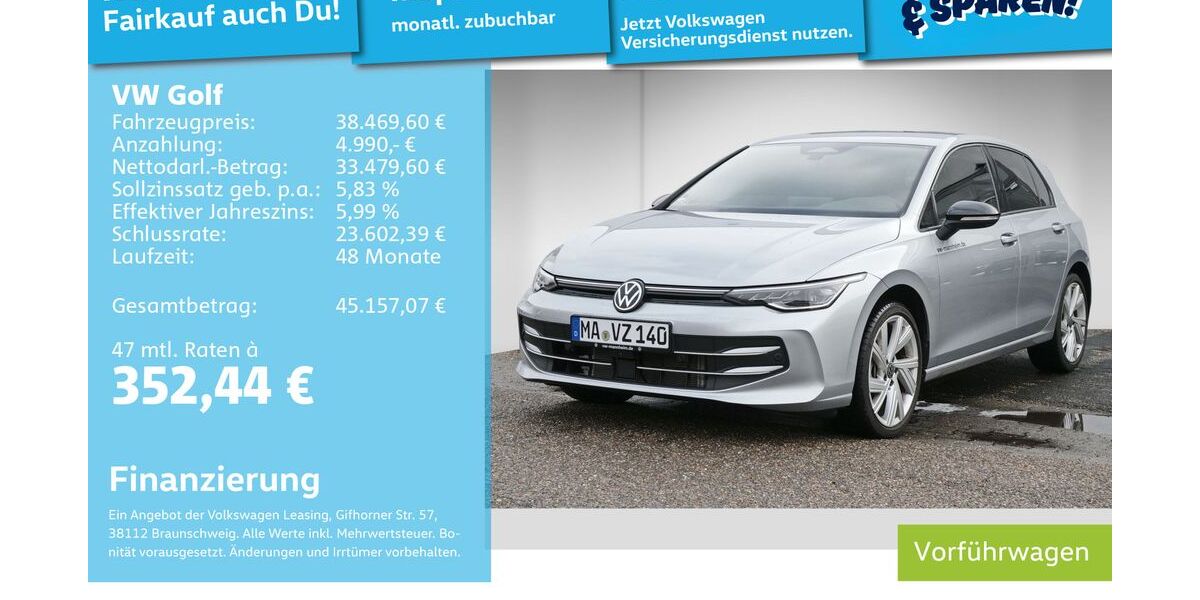 VW Golf 9.900 km 36.620 &euro; Mannheim 68309